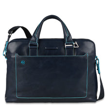 Load image into Gallery viewer, Piquadro Computer portfolio briefcase with iPad® compartment Blue Square (5884337750180)